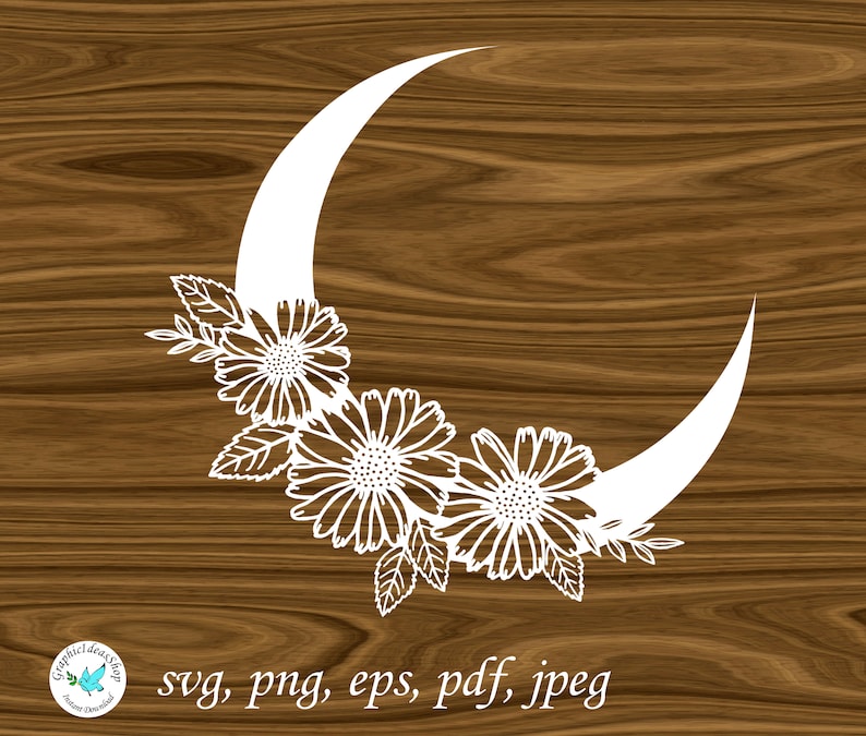 Download Moon Crescent SVG Moon Flower design SVG Crescent PNG Moon ...