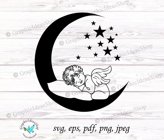 Download Angel Clipart Svg Angel Design Svg Moon Crescent Svg Angel Etsy