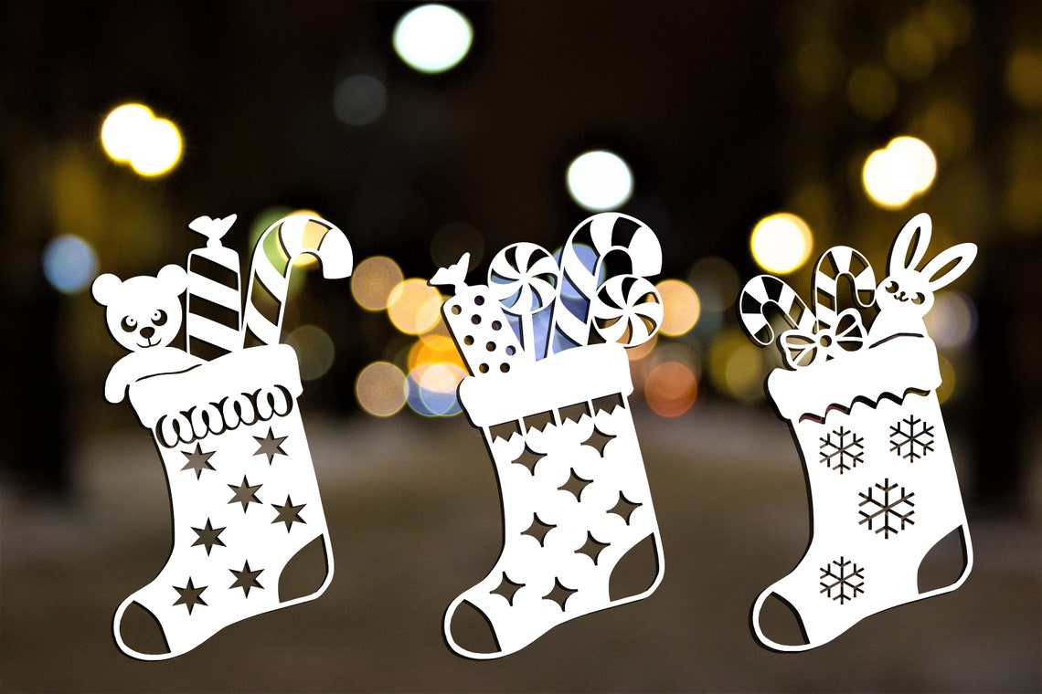 Christmas stocking svg Silhouette cut file for cutting | Etsy