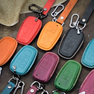 Leather Key Fob Cover for RRanger, Maverich, Superduty, Tremor, F-25O, F-15O RRaptor, Explorer, Expedition, TimberIine