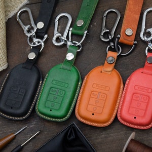 Full Protective Key Fob Remote Cover Case Holder fit for Accord Civic CR-V, Crv, Pilot EX EX-L, 5 buttons Smart key, Personalized Tag