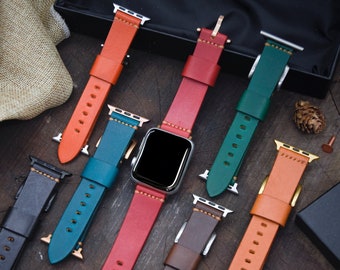 Smart Watch Lederarmband Ultra, 44 mm, 42 mm, 40 mm, 38 mm, Armband für Smart Watch Serie 9, 8, 7, 6, 5, 4, 3 aus italienischem pflanzlichem Rindsleder