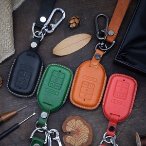 Leather Smart Key Fob Cover, Holder fit for Accord Civic CR-V, Crv, Pilot EX EX-L Touring Premium 5 buttons Smart key remote