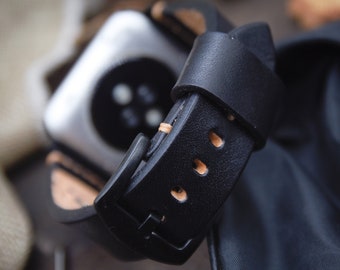 Lederarmband Smart Uhr Ultra, 45 mm, 44 mm, 42 mm, 41 mm, 40 mm, 38 mm, Armband für Smart Uhr Serie 9, 8, 7, 6, 5, 4 aus italienischem Gemüseleder