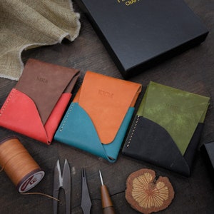 Billetera de bolsillo frontal de mezcla personalizada de colores, personalización gratuita, el color primario es el lado derecho (exterior), el color secundario es el interior