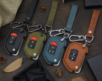 Leather Key Fob Case protector for GIadiator Key (2, 3, 4 Buttons), Personalized Keychain