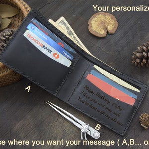 Cartera de cuero personalizada para hombre, regalo para novio, regalo para él, regalo para esposo, cartera de cuero para hombre.