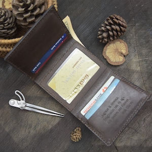 Cartera personalizada para hombre - Cartera triple para hombre, Cartera de cuero personalizada, Cartera de cuero personalizada para hombre, Regalo para novio,
