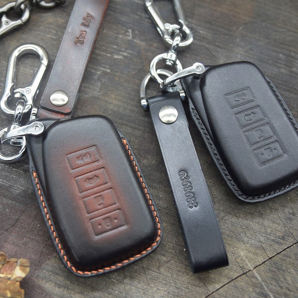 Leather Cover Smart 4 Buttons Keyless Entry Remote Car Key Fob  Keychain for LX570  ES250 ES350 ES300H GS350 GS450 NX300 RX350 RX450h