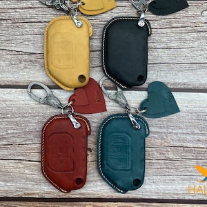 Leather Key Fob Case protector for GIadiator Key, WrangIer Key (2, 3, 4 Buttons), Personalized Keychain