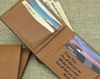 Personalized Vachetta Leather Bifold Wallet for Men