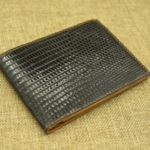 Cartera de piel de lagarto para hombre, con tarjetero, ideal como regalo para tu novio o para tu marido.