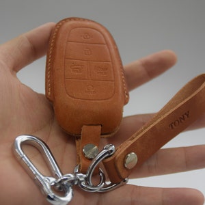 Key Fob Cover fit for Sonata, Santa Fe 5 Buttons 2019-2021,TQ8-F08-4F27 Protector Keyless Entry Remote Holder, Initials embossing