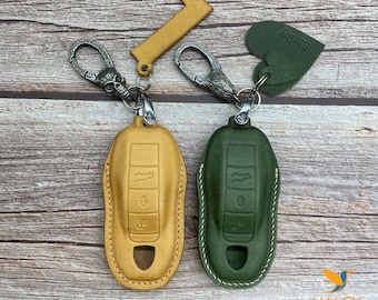 Leather Car Key Fob Cover for 718, 911 Carera, Spyder Boxter, 981 Cayennee 92A, Caymann 981, Macann, Panamer 970, Ect, Smart Car Remote