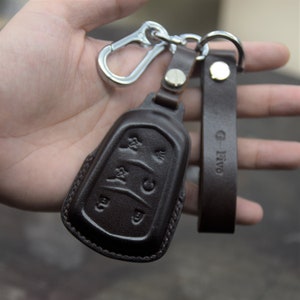 Leather Car Key Fob Fits for Escalade 6 buttons 2015-2020, Escalade Key Holder only for 6 Buttons key fob cover