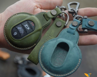 Capa de couro para chaveiro Mini, chaveiro personalizado, couro italiano