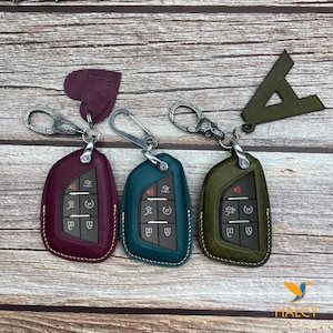 Leather Car Key Fob Cover Fits for CT4, CT5 ( 2020- 2021) 5 buttons, Escalade 6 buttons 2021