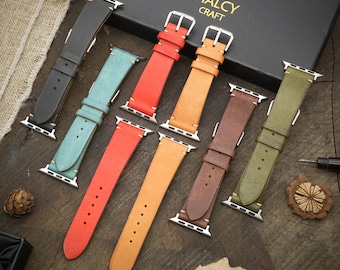 Pueblo-Leder-Armband für Apple-Uhr-Serien Ultra, 9, 8, 7, 6, 5, 4, 3. Auswahl an Adaptern und Stahlschnalle Farbe