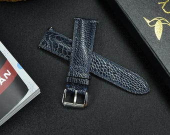 Cinturino Orologio In Pelle Di Struzzo Originale Vietnam &ndash; Misure 16-26 Mm, Fatto A Mano