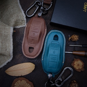 Leather Car Key Fob Cover for 718, 911 Carrera, Spyder Boxter, 981 Cayene 92A, CaymanN 981, Mmacan, PanameraA 970, Ect, Smart Car Remote