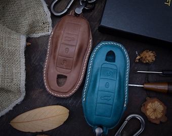 Leather Car Key Fob Cover for 718, 911 Carrera, Spyder Boxter, 981 Cayene 92A, CaymanN 981, Mmacan, PanameraA 970, Ect, Smart Car Remote