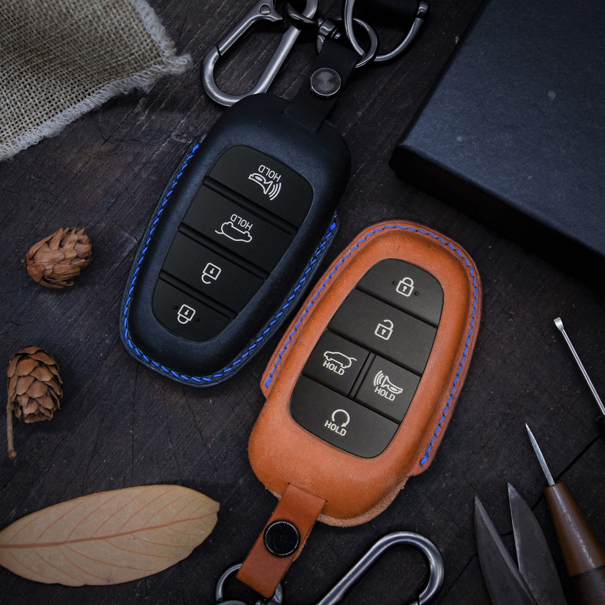 ontto Leder Autoschlüssel Hülle Passt für Hyundai Tucson Nx4 Ioniq 5 Nexo  Sonata Solaris Santa Fe Tm Dn8 Kona I10 I30 2021 Zubeh?r Schlüsselcover  Schlüsselhülle Schlüsselanhänger 3 Tasten Blau : : Elektronik