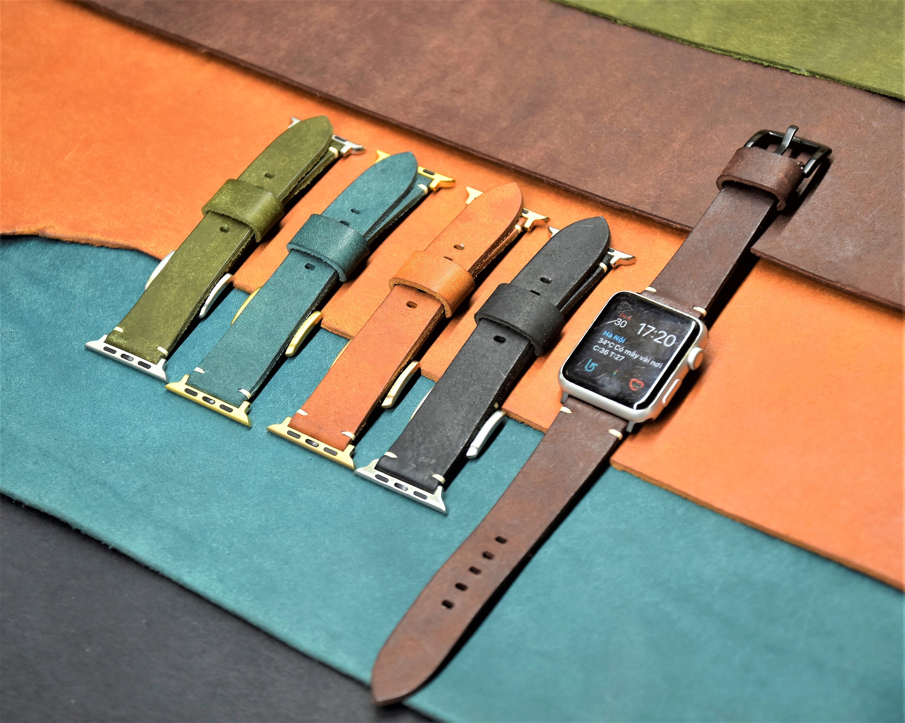 Leather Watch Band Fit for Apple Series 
