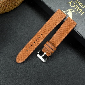 Python Leather Watch strap, Choice of Width, Choice color Buckle with quick-release spring bars