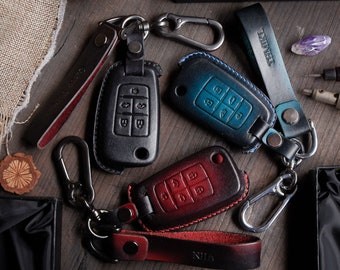 Leather Key Fob Cover Case fits for Allure, Regal, Verano, LaCrosse, Encore, Camaro, Cruze, GMC Terrain,