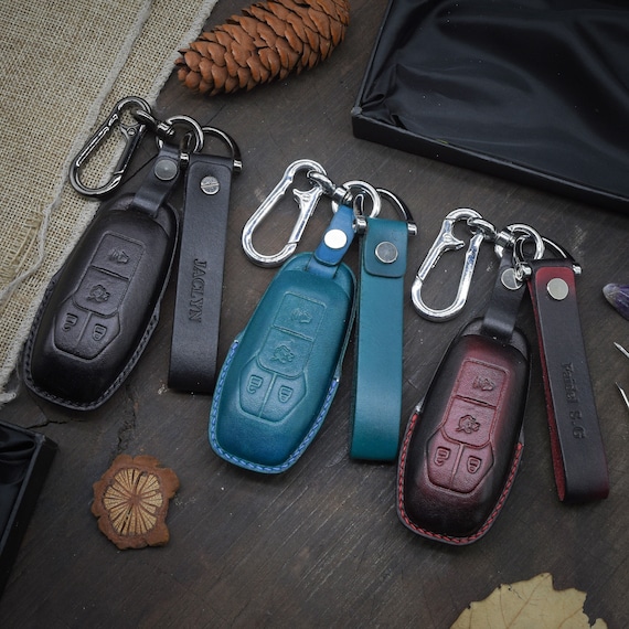 Leather Key Fob Cover Case Fit for Edge Explorer Mustang 2013