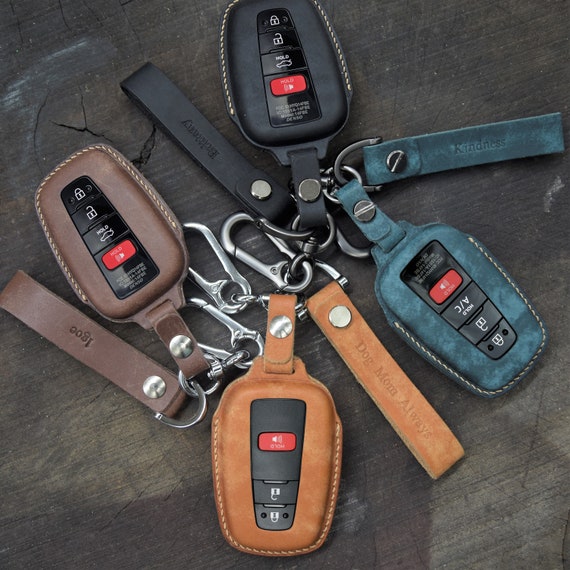 Leather Car Key Cover, Key Fob Holder Toyota Camry Avalon Corolla Toyota  RAV4, Toyota Prius Prime, 2018-up Toyota 86 GT 3 and 4 Buttons 