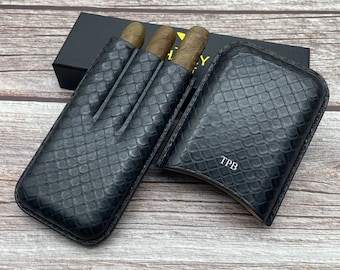 Personalized Python Leather Cigar Case, Luxury Cigar Case, Custom Cigar Cover, Cigar Case