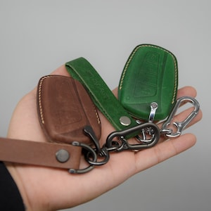 Key Fob Cover, Holder 4 Buttons for Santa Fe,  Equus, Azera ( 2014- 2017), Personalized Keychain