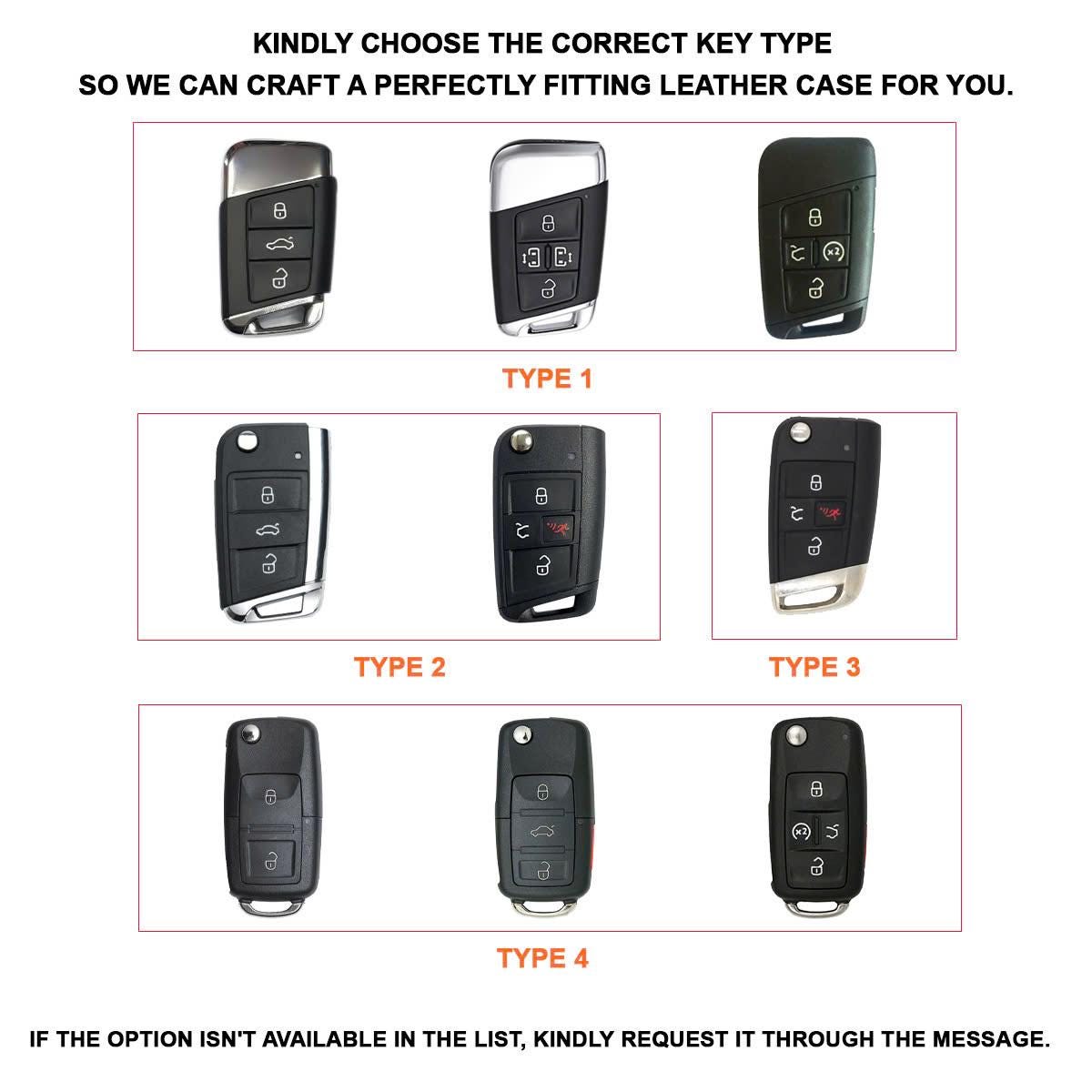Leather Key Case for 2020-2026 Jetta, Golf GTI, Tiguan, Atlas, ID.4 ...