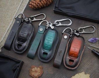 Leather Key Case for 2020-2025 911, Panamera, Taycan, Cayenne, Macan, Boxster - Custom Fob Gift