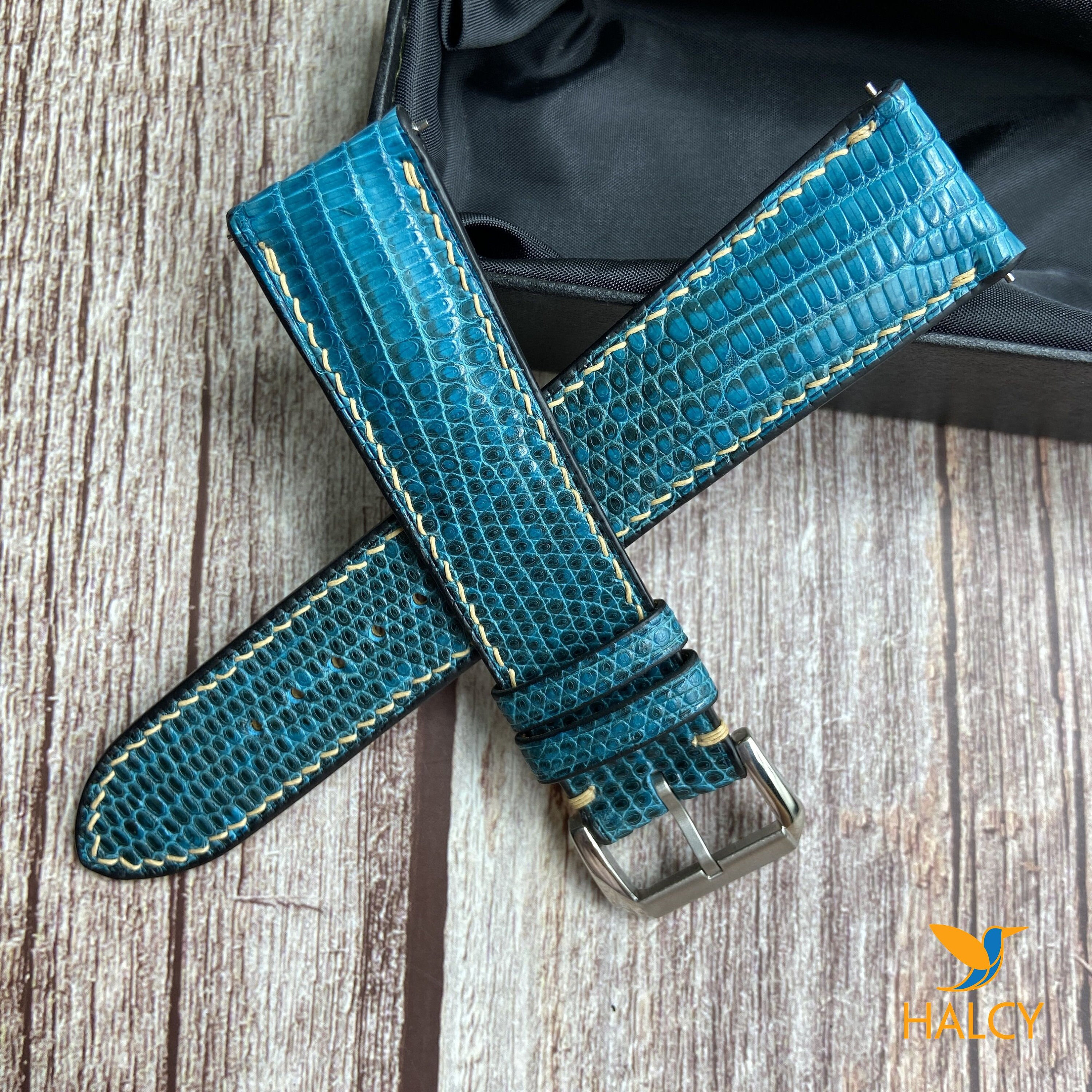 Sonnet Women Watch Blue Lizard Grain Leather Band Analog Quartz Gold Tone Navy Lizard Leather Strap main image 3