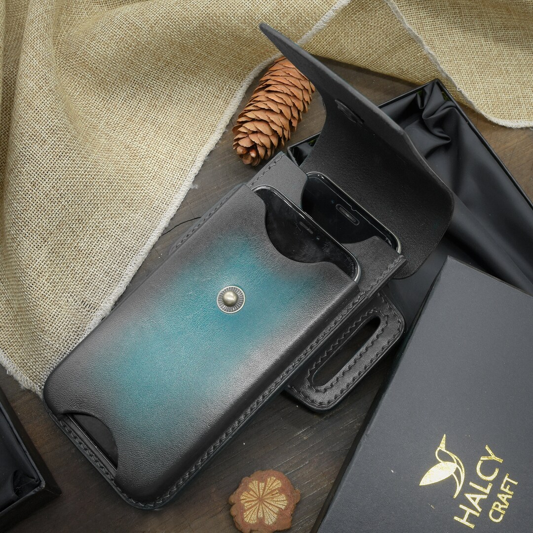 Leather Dual Phone Case, Leather Double Phone Case, Case Holds Two