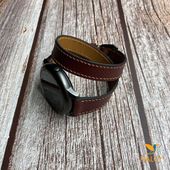 Brown Leather Double Strap Galaxy Active Band Amazon.com: Galaxy Watch Active 2 Bands 2 Pack, Compatible  main image 4