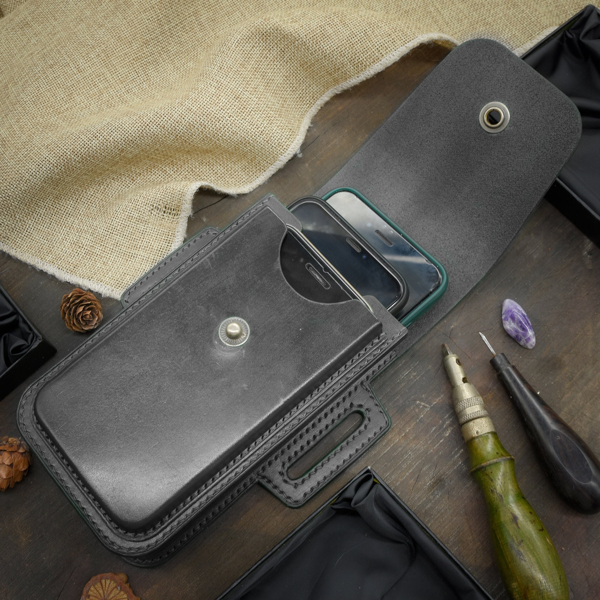 Leather Triple Phone Case, Case Holds Three Phones, Slanted 3 Phone Holster,  Three Phone Case With Belt Loops - Etsy