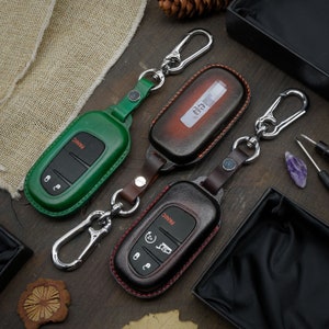 Custom Leather Key Fob case Cover Fit for Cherokee with Air Tag Holder image 9