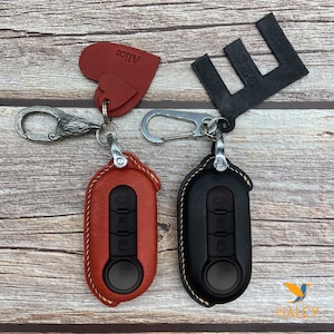Leather Car Key Fob Cover Fit for 500 500C 500L 500X, Promasterr, Ect.. Personalized Keychain