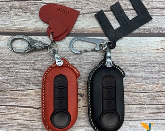Leather Car Key Fob Cover Fit for 500 500C 500L 500X, Promasterr, Ect.. Personalized Keychain