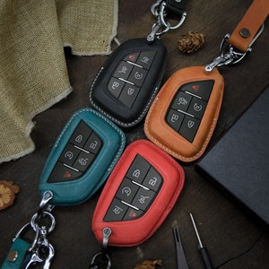 Leather Car Key Fob Cover Fits for CCT4, CCT5 ( 2020 - 2022) 5 buttons, EscaIade 6 buttons 2021 2022