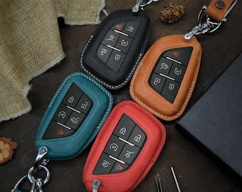 Womens Red Leather Car Remote Key Fob Holder Case Cover Etui Shell with Braided Key Chain & Key Rings for 5 Buttons New Cadillac ESV Escalade GTS CTS XTS SRX ATS XT5 CT6 Auto Accessories Gift Womens Red Leather Car Remote Key Fob Holder Case Cover Etui Shell with Braided Key Chain & Key Rings for 5 Buttons New Cadillac ESV Escalade GTS CTS XTS SRX ATS XT5 CT6 Auto Accessories Gift