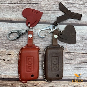 Leather Key Fob Cover Protector for Eclipse, Lancer, Mirage, Outlander,  Personalized Keychain