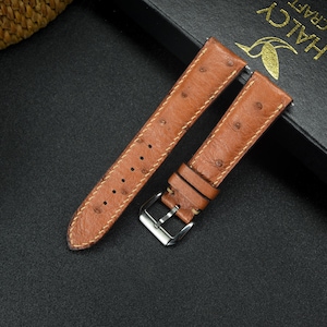 Custom Ostrich leather Watch strap, Choice of Width, Choice color Buckle, Zermatt leather for the lining