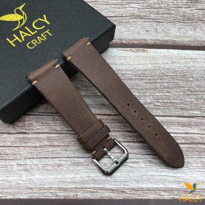 Leather Watch bands, Watch strap with quick-release spring bars. Choice of Width 14mm, 16mm, 18mm, 20mm, 22mm, 24mm, Etc..