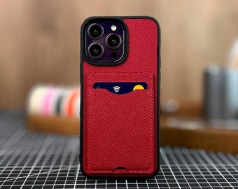 Leather Wallet Case Fit For Ip 18/ 18 Pro Max, 17/ 17 Pro Max, 16/ 16 Pro max, 15/ 15 Pro max etc. Initials embossing