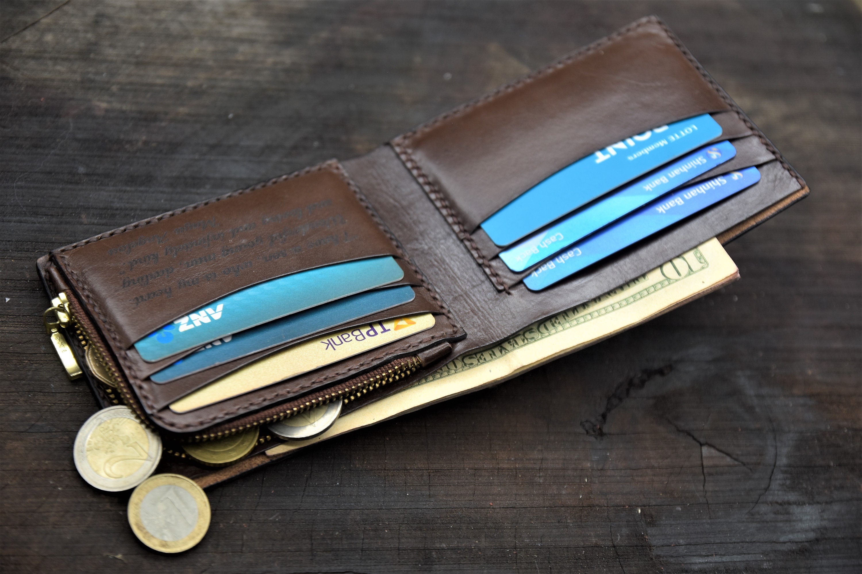 Wallet with Coin Pocket Zipper Mens coin wallet Etsy