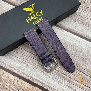 Java Lizard Skin Watch strap, Choice of Width, Choice color Buckle with quick-release spring bars